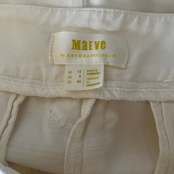 Maeve by Anthropologie Pleated Cropped Aston Pants Wide Leg in Ivory sz. 8 - Picture 5 of 11